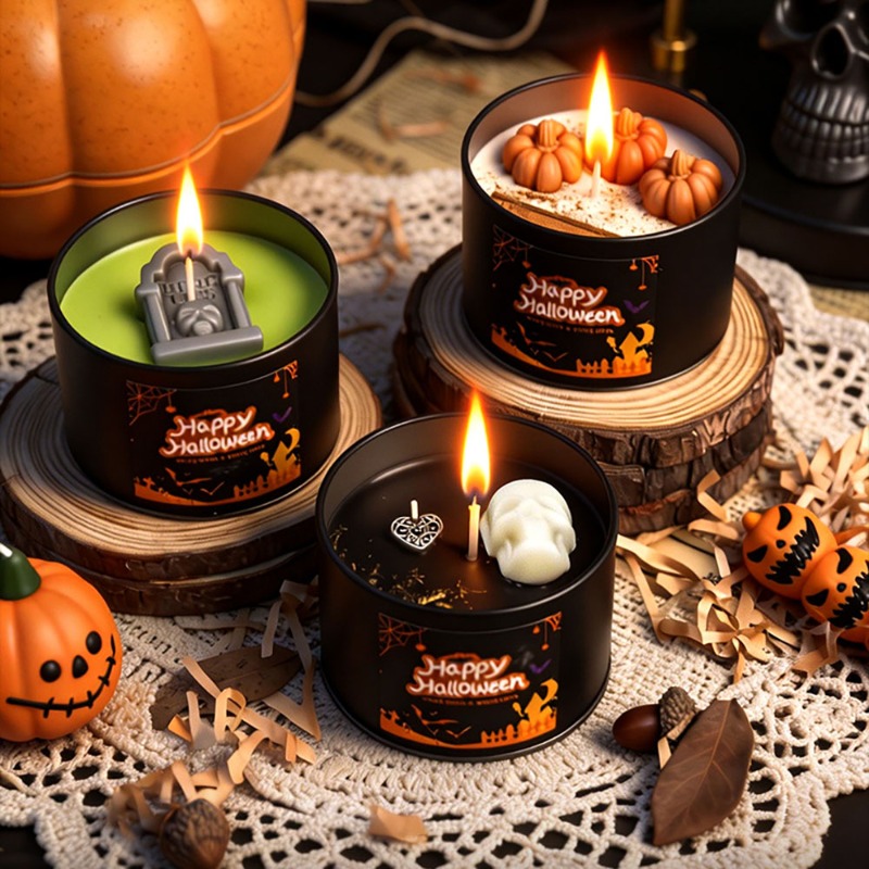 Black Tin Candle - Осенний декор для Хэллоуина: центральные украшения