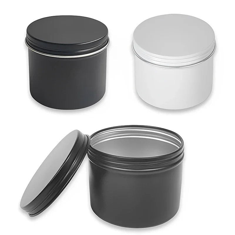 Black Tin Candle - Круглые алюминиевые жестяные банки 100/120 мл,
